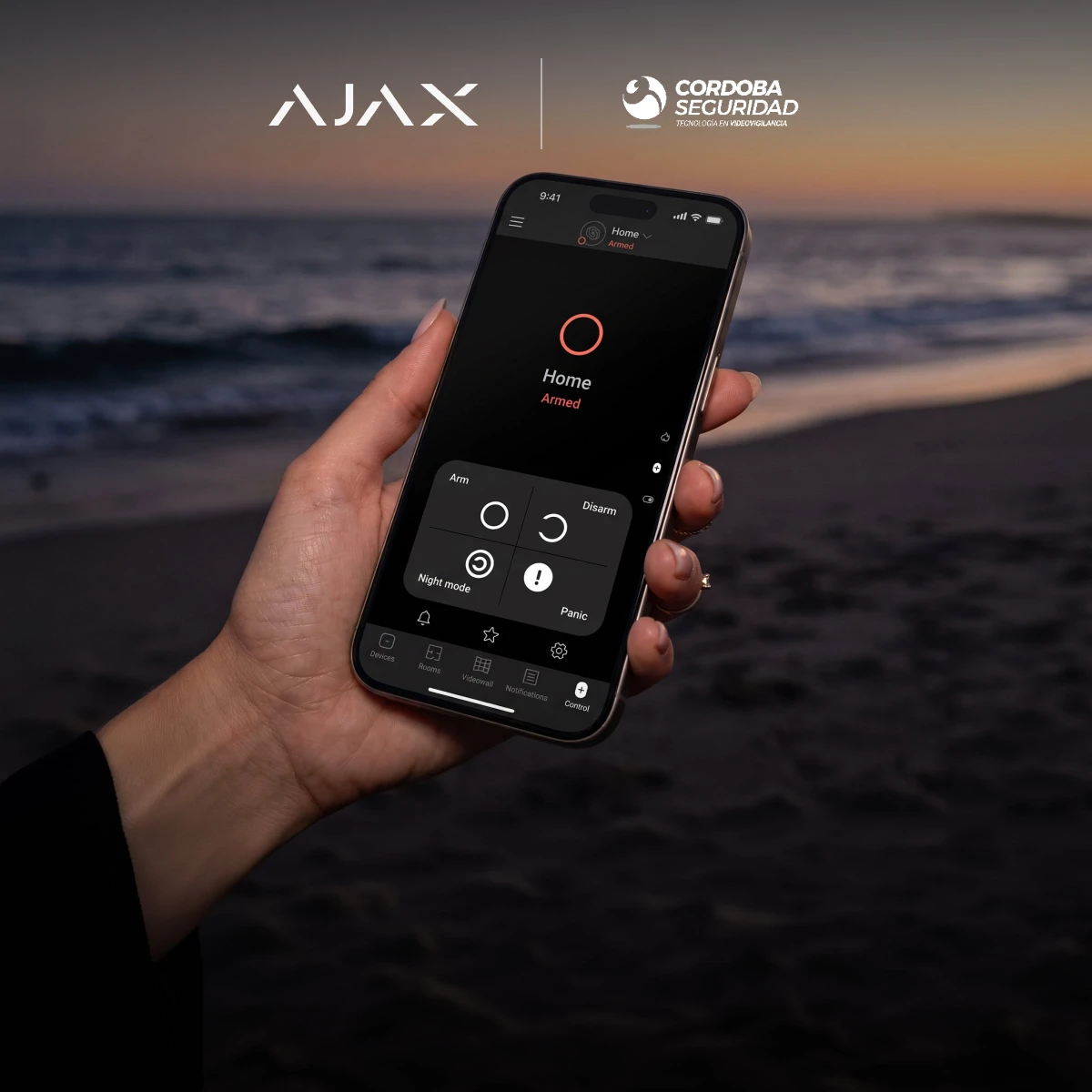App de Ajax en el celular con el sistema de alarma armado