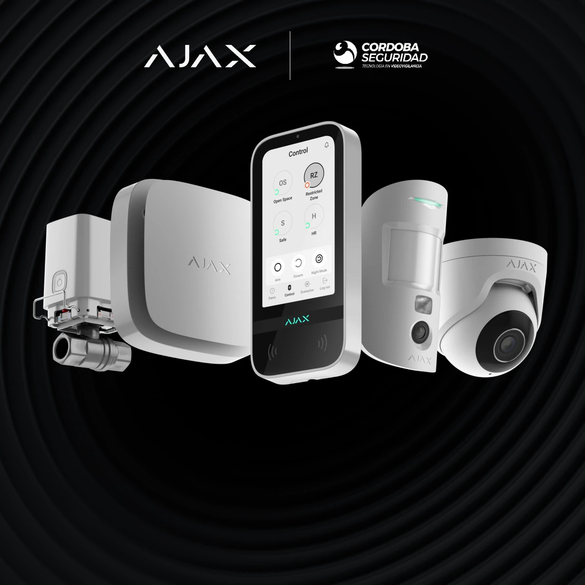 Línea de productos Ajax: hub, teclado táctil, detectores, cámara y válvula